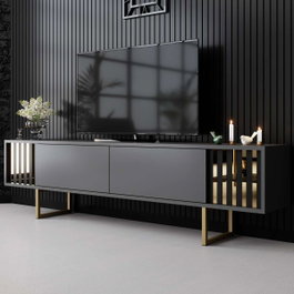 Hanah Home Mueble para TV Gold Line Antracita y Dorado